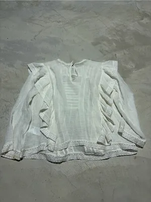 Free People Women’s White Ruffle Lace Peasant Blouse small thumbnail 8