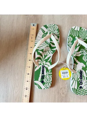 Anthropologie Celandine NWT Eva Flip Flops Green Pattern Size 7 thumbnail 5