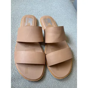 Sorel Ella Slides Sandals Tan Leather Womens 9.5 Slip On thumbnail 6