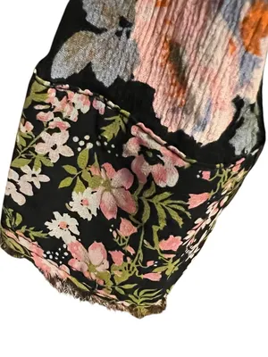 Free People Hold Onto Me Floral Button‎ Down Top Size Medium Black thumbnail 6