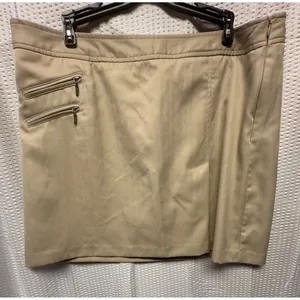 IZOD Women's Golf 2 piece Polo Skort‎ Set Tan White Zip Pockets Comfort Classic thumbnail 9