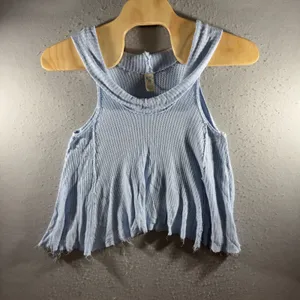 3131 | We The Free Free People Waffle Knit Flowy Tank Top Blue Women S thumbnail 3