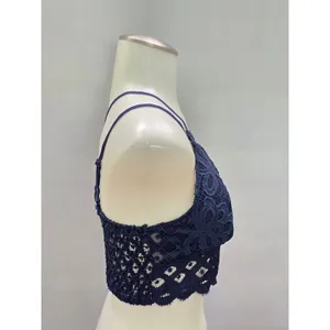 Anemone Navy Blue Romantic Boudoir Bridal Cottage Lingerie Feminine Lace Bra L thumbnail 4