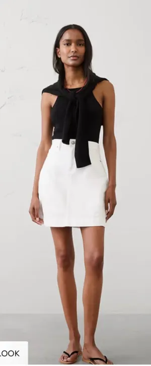 Banana Republic White Denim Mini Skirt Size 10 thumbnail 1