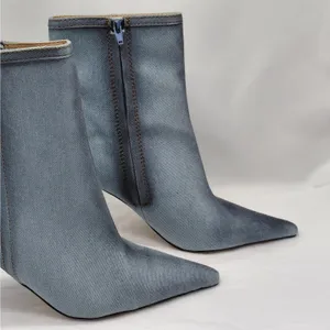 Steve Madden Womens Denim Ankle Boots Size 9.5 Blue Pointed Toe Coastal Cowgirl thumbnail 4