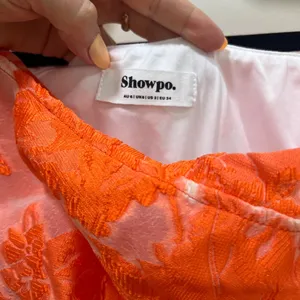Showpo. Jacquard mini dress wrap neon embroidered One shoulder asymmetrical thumbnail 6