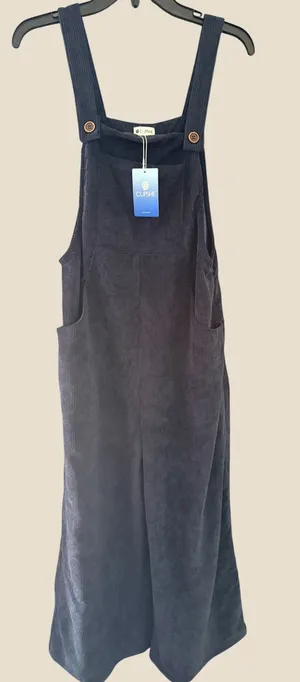 Cupshe Navy Blue Corduroy Wide Leg Overalls NWT Size Medium Fall Boho thumbnail 1