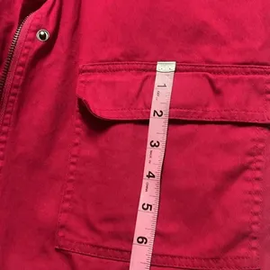 Flawed barn jacket 100% cotton utility chore jacket denim button down zipper Red Size M thumbnail 10