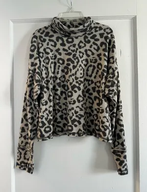 Leopard Print Turtleneck Sweater thumbnail 1