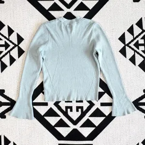 Future Collective Ribbed Knit Flare Sleeve Sweater in Sage Green Large thumbnail 5