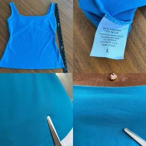 Susana Monaco Blue Essential Everyday Tank Top Square Neck Summer Top Size Large thumbnail 6