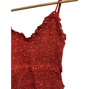 Olivaceous Women's‎ Smocked Ruffle Rib Knit Spaghetti Strap Sun Dress sz S thumbnail 4