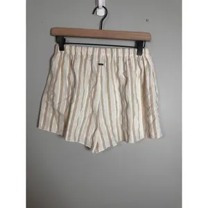 Ghanda Co Womens Beige White Striped Cotton Blend‎ Drawstring Shorts Size XS thumbnail 3