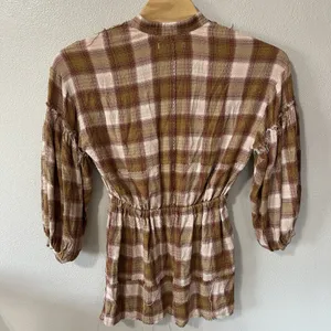 We The Free People Dress Women's XS By The Way Plaid‎ Mini Tunic Button Pockets thumbnail 5