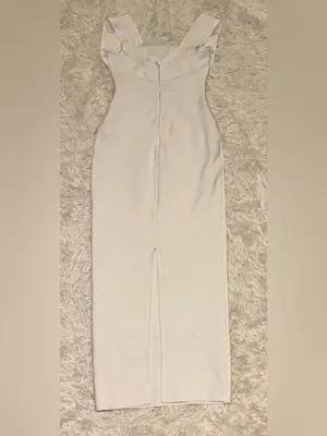NEW ELLIATT Fiona Square Neck Drape Back White Column Gown Sz XS thumbnail 5