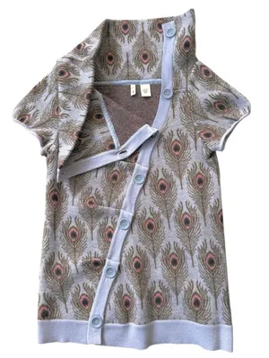 Like New Anthropologie MOTH Wool Peacock Funneled Folds Sweater Size Small thumbnail 12