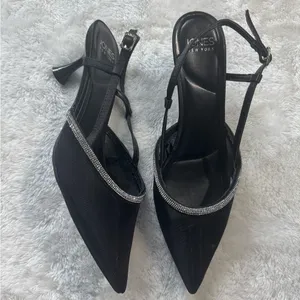Jones New York Womens Lina Black Slingback Heels 8.5 Medium thumbnail 2