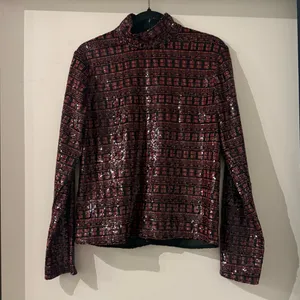 NWT Zara High Collar Sequin Long Sleeve Top thumbnail 6