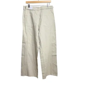 MNG Mango Women Beige Wide Leg Mid Waist Cotton Trousers with Tie Belt Size 10 thumbnail 4