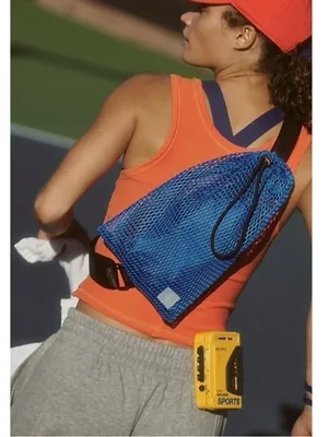 Free People FP Movement Mini Mesh Sling Bag in Lapis Royal Blue NWOT New thumbnail 2
