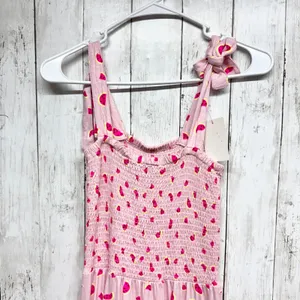 Cabana Crown & Ivy‎ Dress Women Size Small Watermelon Smocked Tie Strap Midi thumbnail 2