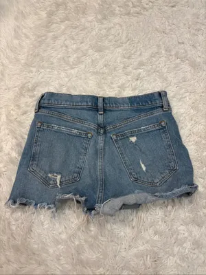 Abercrombie the mom High-Rise Distressed Denim Shorts - Blue thumbnail 2