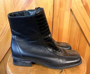 Rockport Womens Ankle Zip Boot Black Leather Size 8.5W thumbnail 1