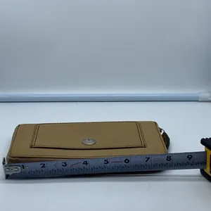 Coach tan and brown leather zip around wallet thumbnail 7
