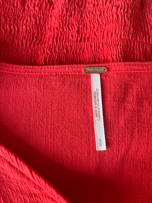 Free People Red Ruffled Blouse thumbnail 3