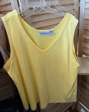 Basic Editions Yellow V-Neck Tank Large thumbnail 1
