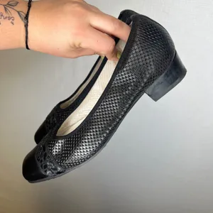 D.O.T.S. Black Woven Leather Square Toe Ballet Flats Made in Italy Size 42.5 thumbnail 4