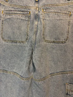 Avec Les Filles RIOU High Rise Wide Leg Cargo Jeans Tunnel Destructed Wash SZ 27 thumbnail 9