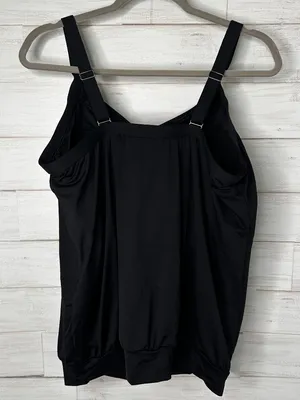 Lands End Womens Blouson Chlorine Resistant Tankini Swim Top in Black Size 16 thumbnail 5