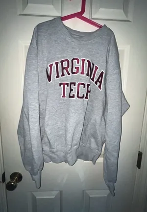 Gear For Sports Big Cotton Virginia Tech Hokies Gray Crewneck Sweatshirt thumbnail 1