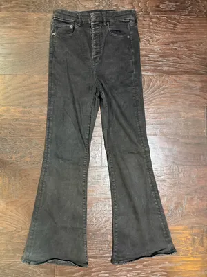 American Eagle High Rise Flare Jeans 6 Regular Black Stretch Button Fly thumbnail 1
