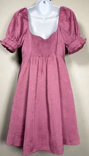 Gianni Bini Rose Pink Floral Jacquard Dress Size Large thumbnail 6