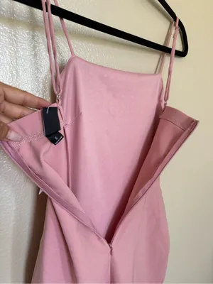 Windsor Pink Rhinestone Bodycon Mini Dress S Y2K Party Cocktail Spaghetti Strap thumbnail 6