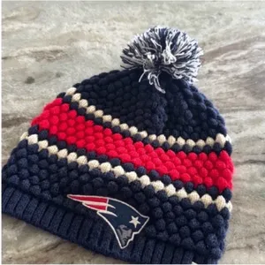 Patriots Fan Knit Beanie - Navy, Red, and Cream thumbnail 5