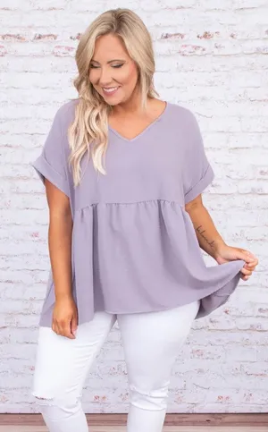 Zenana NWOT Lavender Babydoll Tunic Top Size Small V-Neck Empire Waist Oversized thumbnail 1