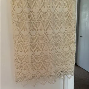 LOFT Ivory Crochet Lace Shift Dress Size 0 Scalloped Hem thumbnail 6