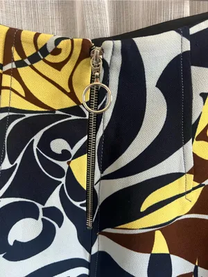 Zara Printed A-Line Mini Skirt in Yellow, Brown & Navy thumbnail 3
