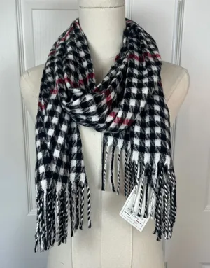 Accessori Italiani fringe plaid black white and red scarf thumbnail 1