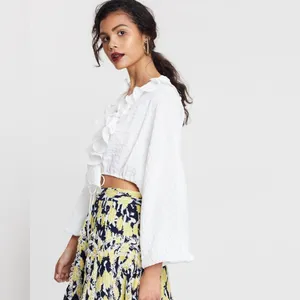 C/meo Collective Distinct Long Sleeve Ruffle Crop Blouse Top Size Small Preowned thumbnail 10