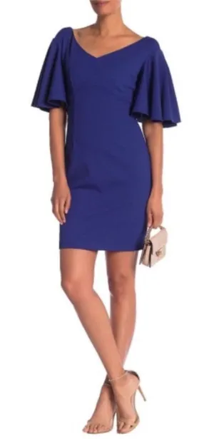 Trina Turk Cielo Diamond Ponte Sheath Wedding Guest Cocktail Party Dress Blue thumbnail 1