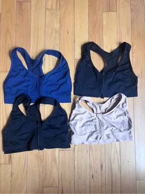 Set of 4 Zip front Racerback Sports Bra thumbnail 2