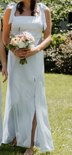 Birdy Grey Alex Bridesmaid Dress Matte Satin Mist Blue thumbnail 3