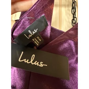 NWT Lulus Make You Shine Dark Purple Satin Mermaid Maxi Dress Holiday Gala Sz XS thumbnail 7