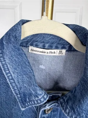 Abercrombie & Fitch XS Denim Mini Shirt Dress Cotton Lyocell Button Front thumbnail 4
