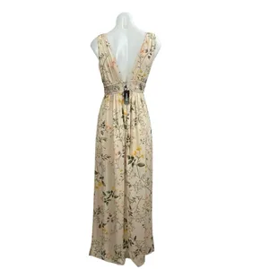 NEW Olivaceous Floral V Neck Smocked Sleeveless Maxi Tank Flare A-Line Dress S thumbnail 3