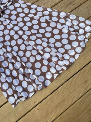 Connected Woman 18W Brown White Polka Dot Ruched Chiffon Midi Dress NWT thumbnail 3